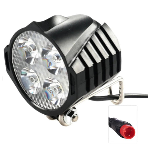 12-60V Ebike LED Headlight With 2 Pin Waterproof Connector 2W 300 Lux High Brightness Front Light For Night Riding On Folding Bikes Mountain Bikes And E Scooters, Super Bright Beam For Safer Commuting