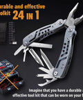 24 In 1 Multitool With Knife And Pliers, 11 Magnetic Bits, Sharp Stainless Steel, Lightweight EDC Gear open view