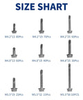 Size chart of 390-Piece Stainless Steel Self Tapping Screw Set For Metal And Sheet Metal With Hex Washer Head M4.2 M4.8 M5.5.