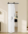 30 X 84 Inch Bi-Fold Barn Door For Closets With Hardware Kit Included, White Aluminum Track System And MDF Doors, Space Saving