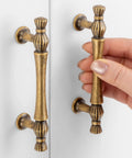 Installing 10 Pack 3 Inch Hole Centers Antique Brass Cabinet Pulls Vintage Brass Cabinet Hardware on white cabinet doors