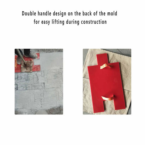 Pro Grade Concrete Stamp Molds Set For Outdoor Projects With Realistic Cobblestone, Brick, And Wood Grain Textures showing handle design.