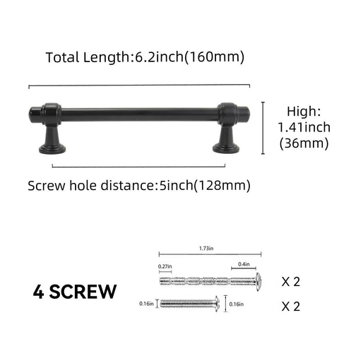 Tough As Nails Matte Black Cabinet Pulls 10 Pack 5 Inch Center To Center Kitchen Drawer Handles with 6.2-inch length.