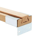 Close-up of Beefy 16 Inch Wooden Drawer Slides 4 Pack With Center Guide Track and metal brackets, beech wood rails visible.