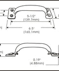 Technical diagram of Stainless Steel Door Pull Handle 6-1/2 Inches Polished Finish For Exterior Doors with mounting dimensions.