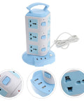 Dope Little Gamechanger Portable Power Strip With Fast Usb Charging Station And Extra Long Extension Cord, Sky blue with multi plug sockets.