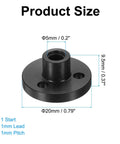 Two Pack POM Nut For T5 Lead Screw Acme Thread 1mm Pitch 1mm Lead 1 Start 5mm Diameter, product size dimensions shown 9.5mm by 20mm