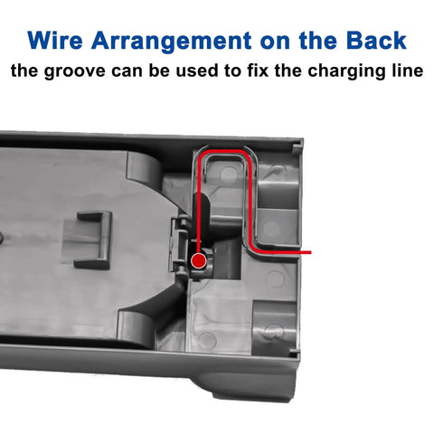 Back view showing wire arrangement in Cordless V10 Vacuum Docking Station Wall Mount Kit With Easy Install Bracket Holder Replacement Part 969042-01 Fits V10 Only Not For V11 Keeps Your Space Tidy And Your Vacuum Ready For Quick Grab And Go Docking.
