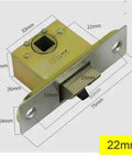 Heavy Duty Stainless Steel Single Deadbolt Lock Cylinder Straight Shooter Swap For Bathroom Doors with measurements displayed.