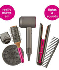 Supersonic And Corrale Deluxe Styling Set Toy Straightener And Hair Dryer With Real Function For Kids 3 And Up Includes Interactive Lights And Sounds