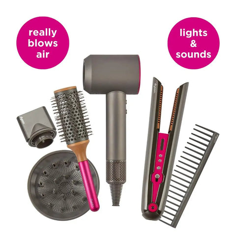 Supersonic And Corrale Deluxe Styling Set Toy Straightener And Hair Dryer With Real Function For Kids 3 And Up Includes Interactive Lights And Sounds