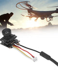 FPV All In One Camera With 5.8GHz 40CH 25mW Switchable Transmitter For Indoor Drone Racing with drone and pilot silhouette