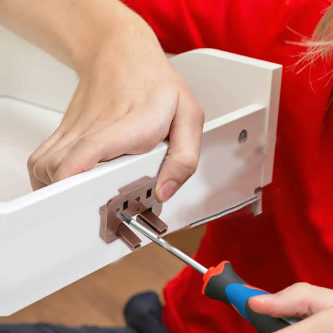 Installing 5 Sets Drawer Slide Replacement Kit With Rollers For Dresser Drawers, smooth glide center mount track, brown guide