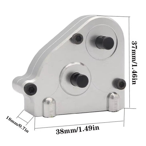 Beefy Metal Transmission Gearbox Transfer Case For One Twelfth Scale RC Cars And Trucks CNC Machined Durability Precise Fit Easy Install Aluminum Build To Boost MN RC Performance And Longevity showing 37mm x 38mm silver aluminum housing