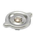 Twist-In Oil Filler Cap, triple chrome plated steel, shown from above, for twist-lock filler holes in cars and trucks, heavy-duty OEM replacement