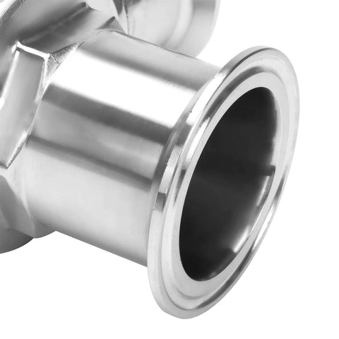 2-inch stainless steel tri-clamp sanitary ball valve end, front view