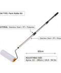 Legit Game Changer Paint Roller Kit With Extendable Stainless Steel Pole showing adjustable size and materials for painting walls and ceilings.