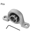 2 Pack 20mm Bore Pillow Block Bearings with Zinc Alloy Flange Mounted Housing, angled view, hex key included