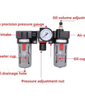 Diagram of Three In One FRL Filter Regulator Lubricator Air Treatment Unit For Automation Pneumatics with labeled parts