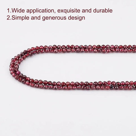 Approximately 270 Pieces 3mm Natural Faceted Garnet Beads For Jewelry Making shown in two red strands