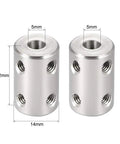 Heavy Duty 5mm To 5mm Shaft Coupling With Set Screw Stainless Steel Rigid Clamp Connector 22mm Length And 14mm Outer Diameter