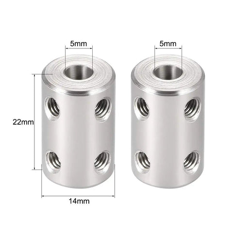 Heavy Duty 5mm To 5mm Shaft Coupling With Set Screw Stainless Steel Rigid Clamp Connector 22mm Length And 14mm Outer Diameter