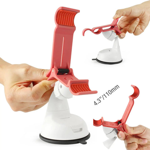 Universal Car Phone Mount Holder With Industrial Strength Sticky Gel Pad And Quick One Hand Release Cradle for Dashboard Windshield, showing 4.3" grip.
