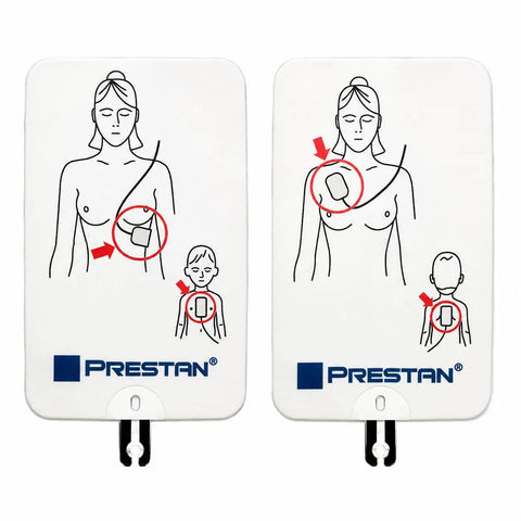 AED training pads with instructional graphics for proper placement on adult and child mannequins. Premium AED Simulator Kit Four Pack Heavy Duty Defibrillator Practice Devices Legit Emergency Drill Training Gear Straight Up Classroom Ready With Quick Setup For Real Lifesaving Skills.