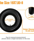 19x7-8 Inner Tube With TR13 Straight Valve Stem for ATV Quad, shown with diameter and width measurements highlighted
