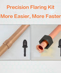 Six Piece HVAC Copper Pipe Expander Set With Swage Tools And Flaring Kit For Quick Pipe Expansion And Flare Work In Air Conditioning Installations Pro Grade Heavy Duty Drill Bit Set And Hand Tools For The Job, showing precision flaring kit