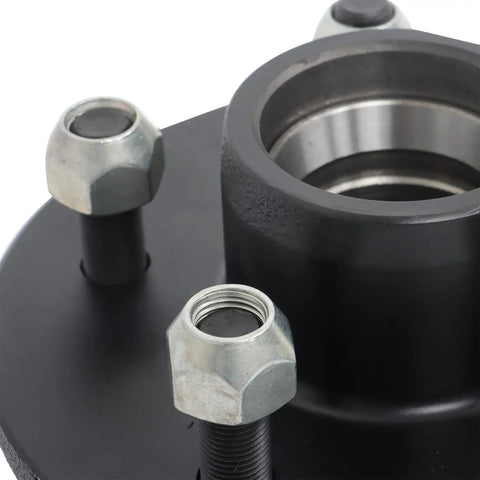 Close-up of 5 Lug 4.5 Inch Trailer Hub Kit With Round 84 Spindle, 8.25 Inch Overall Length, 3.37 Inch Spindle, 3500 Lb Capacity, Brake Flange