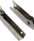Jeep Wrangler YJ Rear Shackle Mount Frame Rust Repair Kit, steel pair, for 1987-1995 models, angled view showing bracket details.