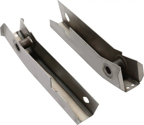 Jeep Wrangler YJ Rear Shackle Mount Frame Rust Repair Kit, steel pair, for 1987-1995 models, angled view showing bracket details.