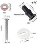 Universal Toilet Seat Bolts And Hinge Kit 4 Pack With Top Mount Screws Expanding Rubber Nuts Stainless Washers For 14 To 16 Mm Holes
