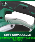 Soft grip handle on 18V MultiVolt Cordless Hand Planer With Three And A Quarter Inch Cutting Width Tool Only No Battery 16,000 RPM