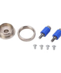 Top Shelf Wood Routing Guide Jig Aluminum Alloy Slot Milling Template With Heavy Duty Bushings And Tight Locking Pins components laid out including bushings and screws.