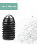 10 Piece M5 Ball Plunger Set With Hex Socket Spring Plungers, Carbon Steel, fast fastening with gears in the background