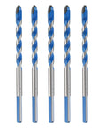 Front view of Piutouyar 5-pack 6mm masonry drill bits with blue coating