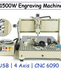USB CNC 6090 Router Kit With MACH Control 4 Axis 1.5KW VFD Water Cooled Spindle 3D Milling Engraving Machine with control box