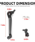 Foot Shift Lever Pedal And Shifter Linkage Arm For Warrior 350 ATV YFM350X Beefy Durable Alloy Construction Smooth Quick Shifting Upgrade For Off Road Rides dimensions view, 7.48in lever