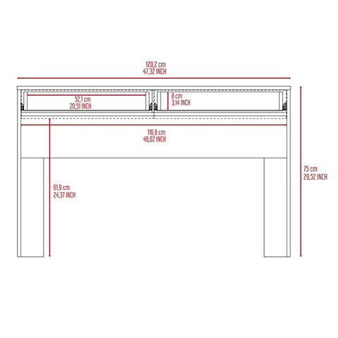 Adjustable Gaming Computer Desk With Dual Storage Drawers And Smooth Height Control dimensions diagram showing 47.32in width and 29.52in height.