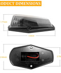 Ford F150 F250 F350 Super Duty Cab Roof Marker Lights Kit dimensions with amber LED assembly and smoked cover.