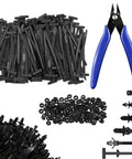 Nylon Universal Cable Tie Buckle Kit With Button Design And Flush Cutter 261 Piece Zip Ties for repair and organization.