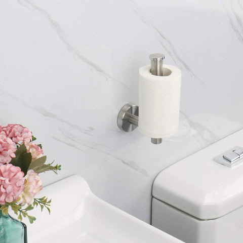 Stainless Steel Toilet Paper Holder Wall Mounted 6 Inch Length SUS304 Rustproof Brushed Nickel Finish installed in bathroom