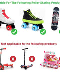 Suitable for use on quad roller skates and skateboards; not compatible with scooters or inline skates.