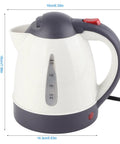 Portable 1000 ML 24V Automotive Car Kettle With Stainless Steel Plate For Quick Brewing Of Hot Coffee And Tea No Hassle Road Warrior Approved During Long Drives side view displaying capacity gauge and power button.