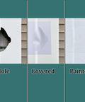 Vinyl Siding Repair Kit 12 Pcs Self Adhesive Patches 6.3 By 4.75 Inches PVC Tape Patches For Cracks Holes And Blemishes On Vinyl Siding Fences And Skirting No Fuss DIY Home Repair - hole, covered, painted stages on siding