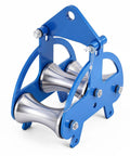 Heavy Duty Cable Puller Sheave For Smooth Wire And Cable Feeding, Industrial Steel Cable Pulley With 3 Solid Wheels, Blue Frame