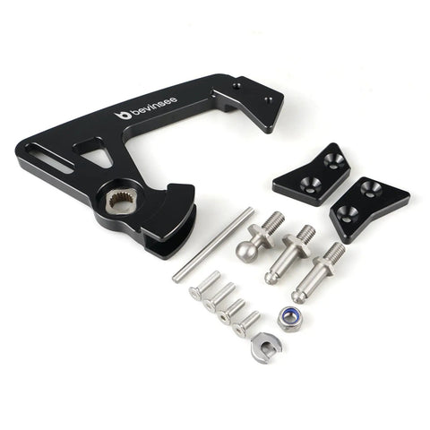 Upgrade Your Daily Driver With This Adjustable Short Shifter Arm For 6 Speed Manual Transmissions Ditches Slushy Throws Cnc Machined Aluminum And Stainless Steel Anodized Kit components including black adjustable lever and stainless parts.