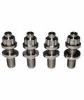 Titanium Turbo To Manifold Stud Kit For M10x1.5 Thread, 4 Piece, Beefy Yet Lightweight Titanium Hardware For Turbocharger And Exhaust Systems, 45mm Length, Raw Silver Finish, front view display.